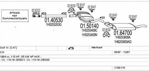 Mts C380116002915 Exhaust system C380116002915 C380116002915 Mts Exhaust system