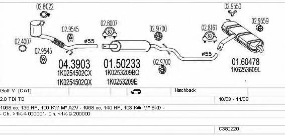 Mts C380220003029 Exhaust system C380220003029