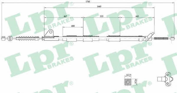 LPR C0858B Parking brake cable, right C0858B