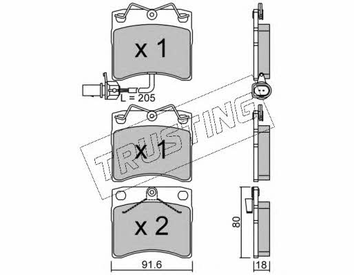 Trusting 166.2 Brake Pad Set, disc brake 1662