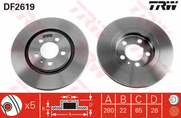 Front vented brake disc TRW DF2619
