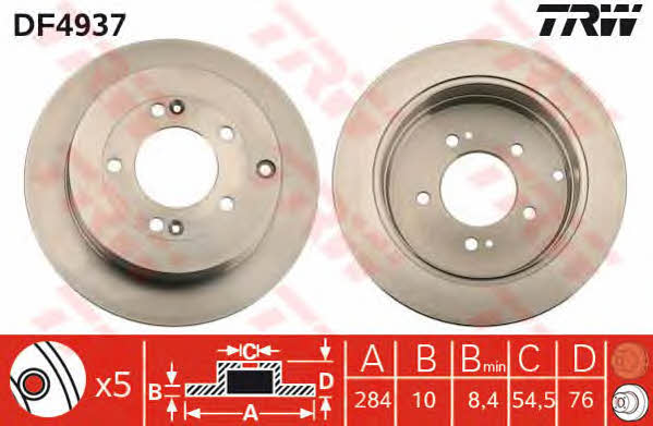 Rear solid brake disc TRW DF4937