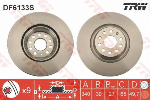 Front vented brake disc TRW DF6133S