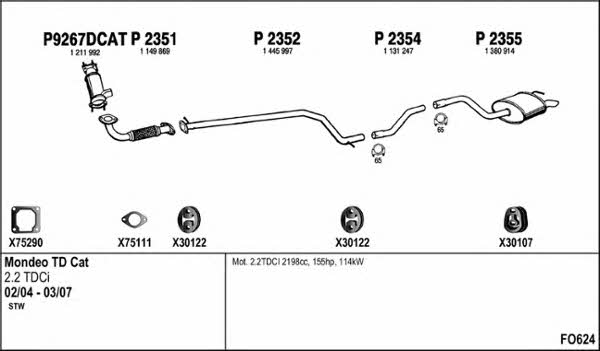  FO624 Exhaust system FO624