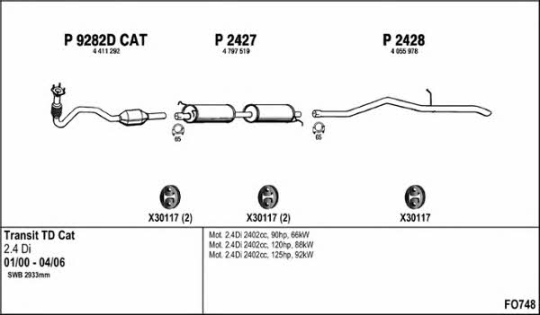  FO748 Exhaust system FO748