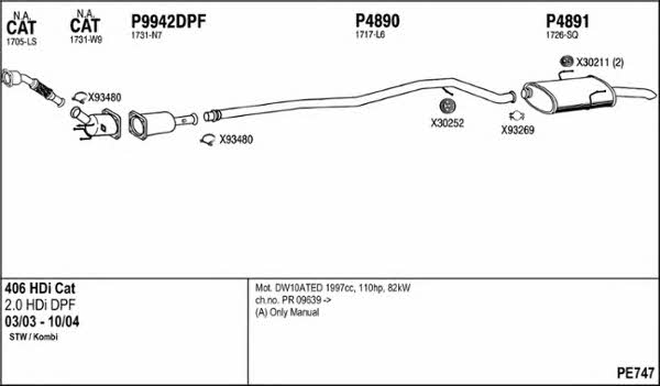  PE747 Exhaust system PE747