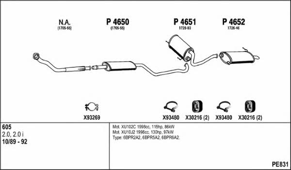  PE831 Exhaust system PE831