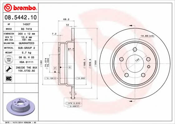 Breco BS 7419 Rear brake disc, non-ventilated BS7419