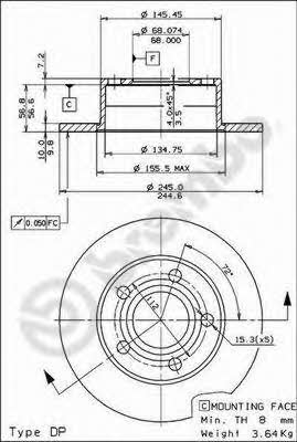 Breco BS 7468 Rear brake disc, non-ventilated BS7468