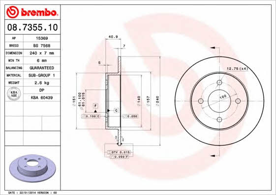 Breco BS 7568 Rear brake disc, non-ventilated BS7568