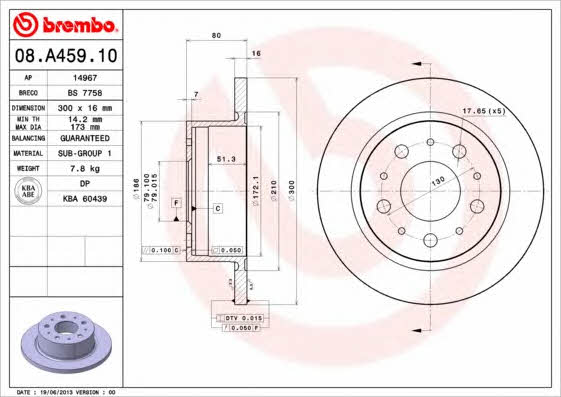 Breco BS 7758 Rear brake disc, non-ventilated BS7758