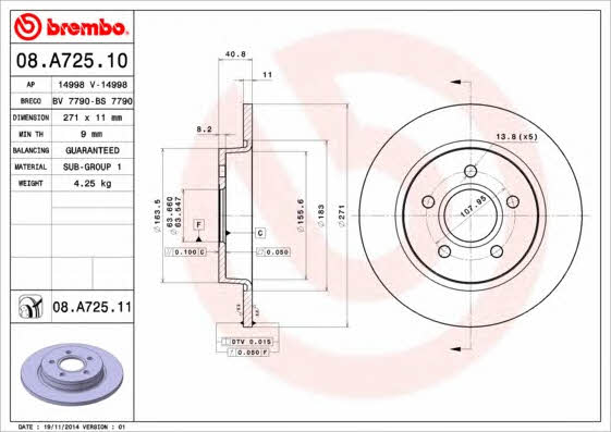 Breco BS 7790 Rear brake disc, non-ventilated BS7790