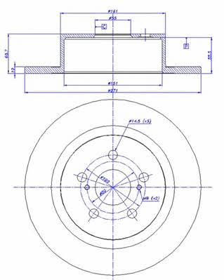 Car 142.1098 Rear brake disc, non-ventilated 1421098