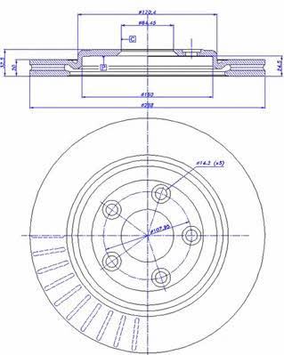 Car 142.217 Rear ventilated brake disc 142217