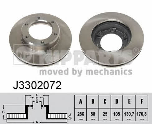 Nipparts J3302072 Front brake disc ventilated J3302072