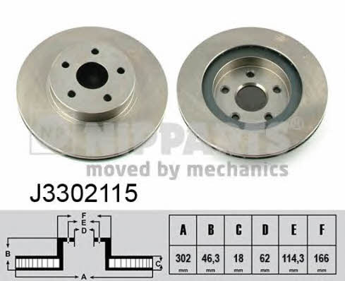 Nipparts J3302115 Front brake disc ventilated J3302115
