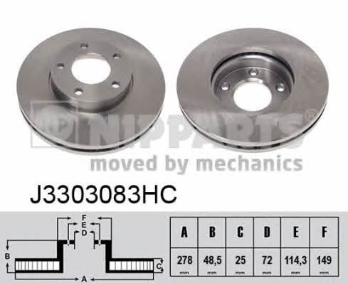 Nipparts J3303083HC Front brake disc ventilated J3303083HC