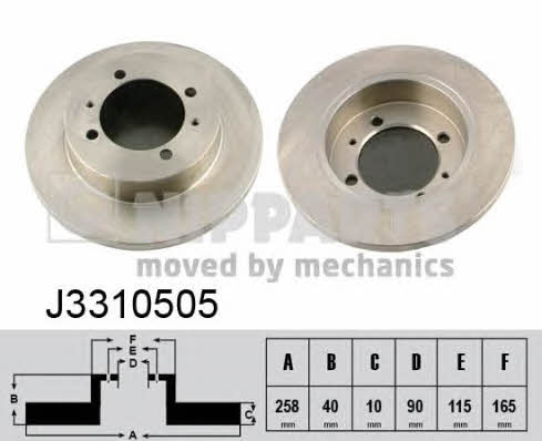 Nipparts J3310505 Rear brake disc, non-ventilated J3310505