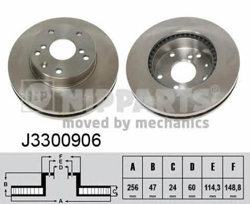 Nipparts J3300906 Front brake disc ventilated J3300906
