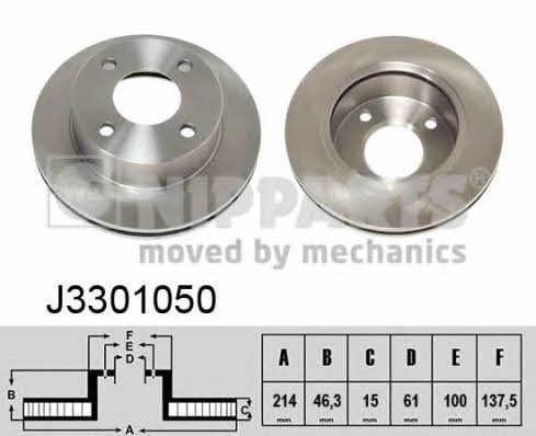 Nipparts J3301050 Front brake disc ventilated J3301050