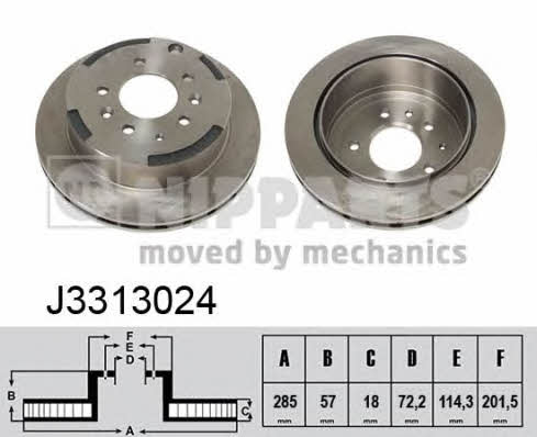 Nipparts J3313024 Rear ventilated brake disc J3313024