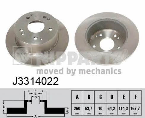 Nipparts J3314022 Rear brake disc, non-ventilated J3314022