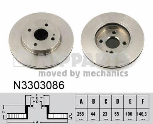 Nipparts N3303086 Front brake disc ventilated N3303086