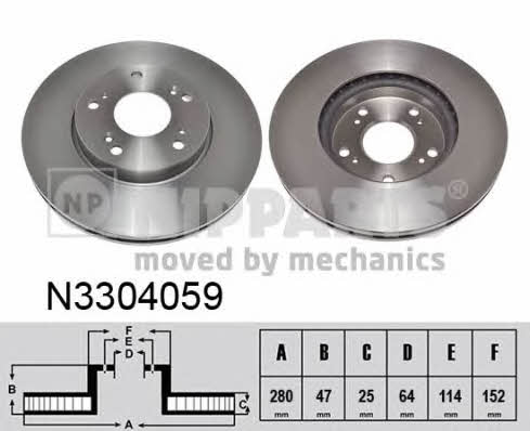 Nipparts N3304059 Front brake disc ventilated N3304059