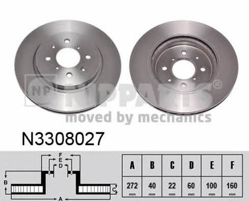 Nipparts N3308027 Front brake disc ventilated N3308027