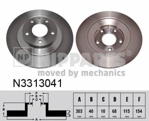 Nipparts N3313041 Rear brake disc, non-ventilated N3313041