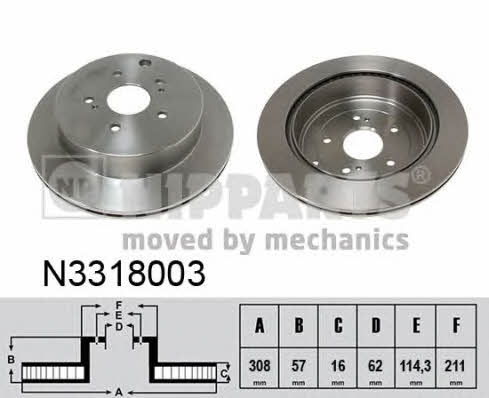 Nipparts N3318003 Rear ventilated brake disc N3318003