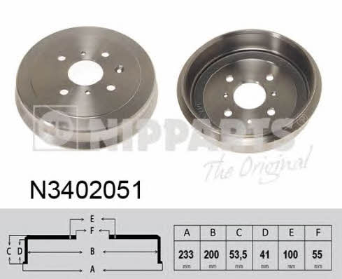 Nipparts N3402051 Rear brake drum N3402051