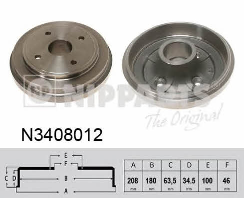 Nipparts N3408012 Rear brake drum N3408012