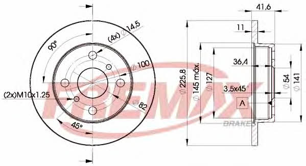 Fremax BD-1006 Unventilated front brake disc BD1006