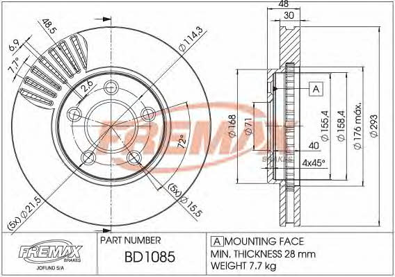 Fremax BD-1085 Front brake disc ventilated BD1085