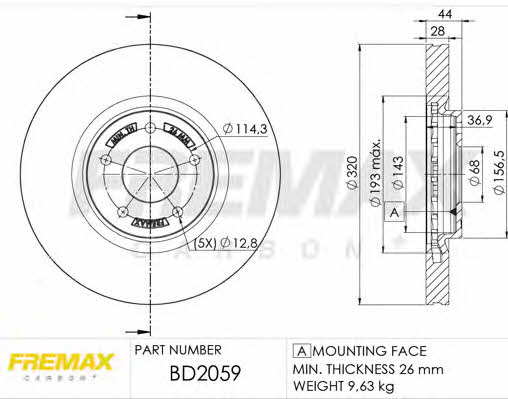 Fremax BD-2059 Front brake disc ventilated BD2059
