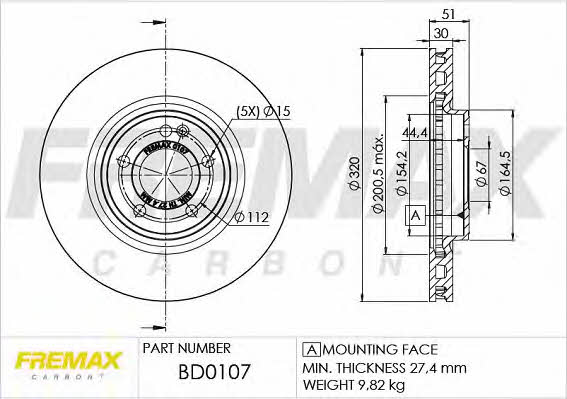 Fremax BD-0107 Front brake disc ventilated BD0107