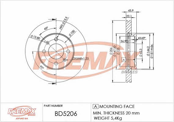 Fremax BD-5206 Front brake disc ventilated BD5206