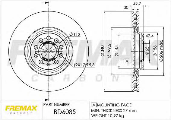 Fremax BD-6085 Front brake disc ventilated BD6085