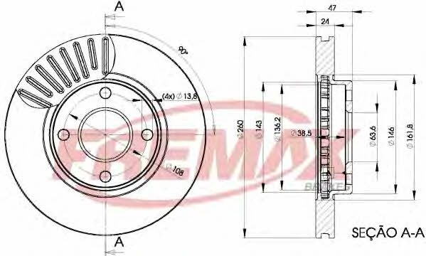 Fremax BD-6784 Front brake disc ventilated BD6784