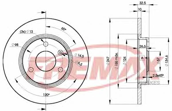 Fremax BD-7276 Unventilated front brake disc BD7276