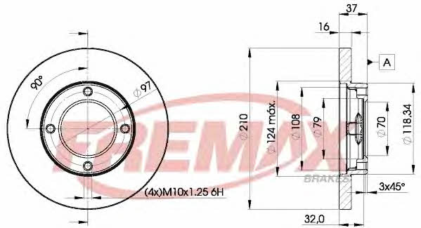 Fremax BD-8702 Unventilated front brake disc BD8702