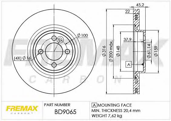 Fremax BD-9065 Front brake disc ventilated BD9065