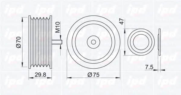 IPD 15-0735 V-ribbed belt tensioner (drive) roller 150735
