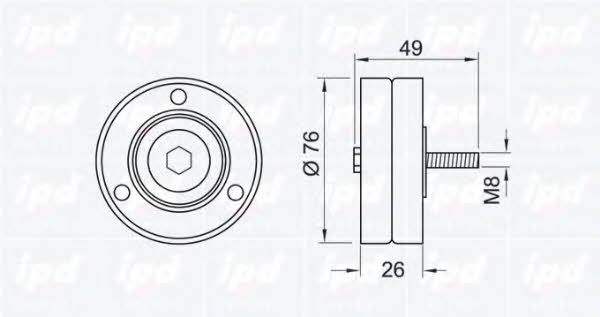 IPD 15-0838 V-ribbed belt tensioner (drive) roller 150838