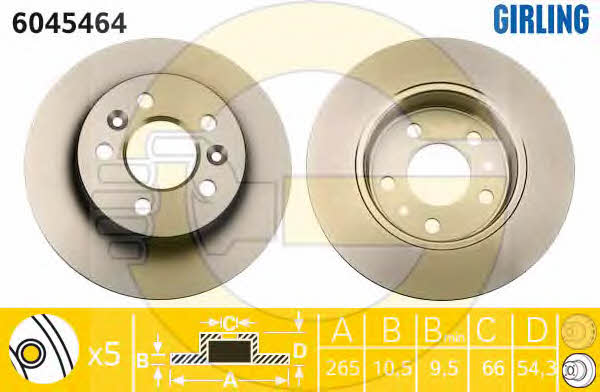 Girling 6045464 Rear brake disc, non-ventilated 6045464