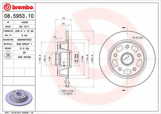 AP (Brembo) 14605 Brake disc 14605