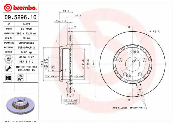 AP (Brembo) 24271 Brake disc 24271