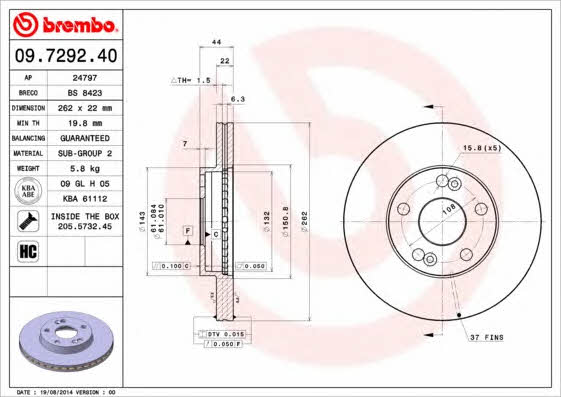 AP (Brembo) 24797 Brake disc 24797