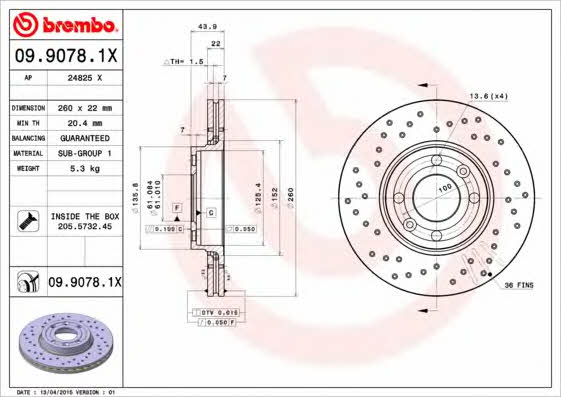 AP (Brembo) 24825 X Brake disc 24825X